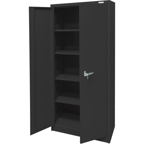 Storage Cabinet, Steel, 4 Shelves, 66" H x 30" W x 15" D, Black Seaboard Timber Mart