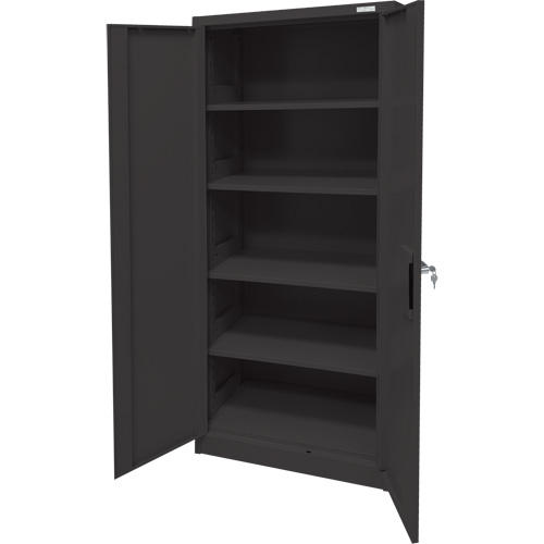 Storage Cabinet, Steel, 4 Shelves, 66" H x 30" W x 15" D, Black Seaboard Timber Mart