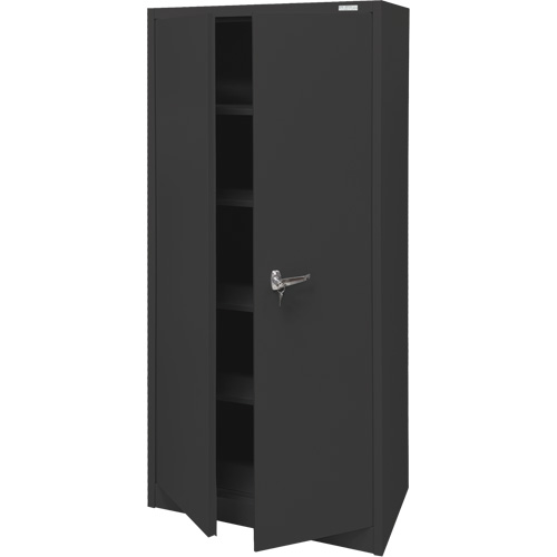Storage Cabinet, Steel, 4 Shelves, 66" H x 30" W x 15" D, Black Seaboard Timber Mart