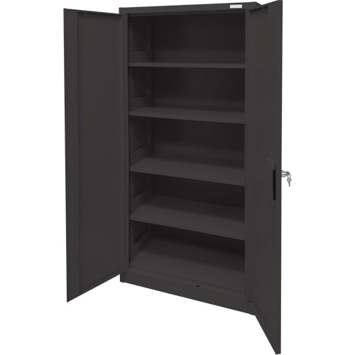 Armoire d'entreposage, Acier, 4 Tablettes, 78" h x 36" la x 24" P, Noir Seaboard Timber Mart
