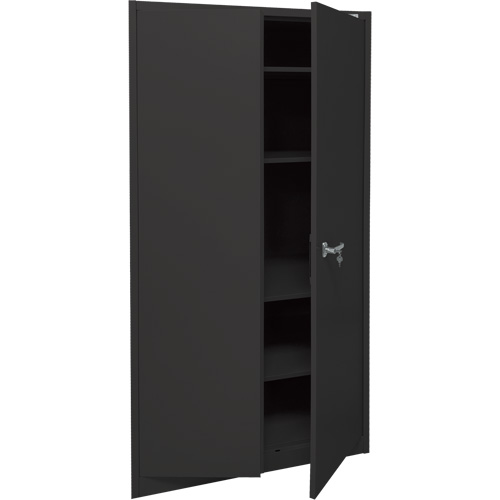 Armoire d'entreposage, Acier, 4 Tablettes, 78" h x 36" la x 24" P, Noir Seaboard Timber Mart