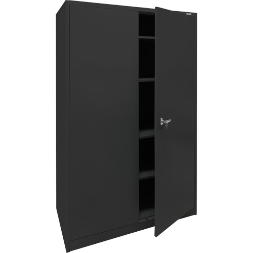 Armoire d'entreposage, Acier, 4 Tablettes, 78" h x 48" la x 24" P, Noir Seaboard Timber Mart