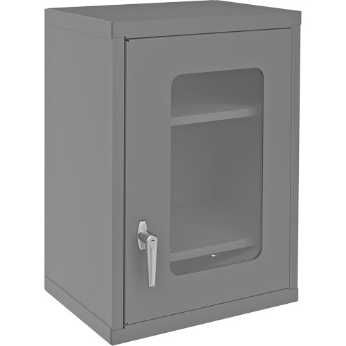 Wall-Mountable Storage Cabinet with Clearview Doors, 26-15/16" H x 18-1/8" W x 13-11/16" D, 2 Shelves, Steel, Grey Seaboard Timber Mart
