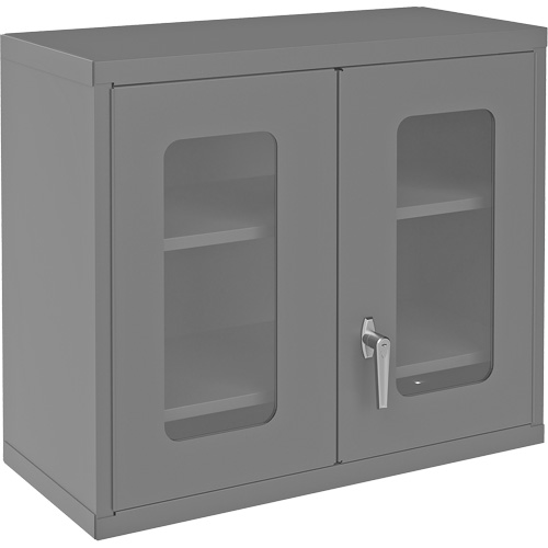 Wall-Mountable Storage Cabinet with Clearview Doors, 26-15/16" H x 29-7/8" W x 13-11/16" D, 2 Shelves, Steel, Grey Seaboard Timber Mart