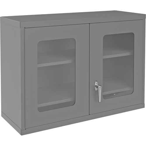 Wall-Mountable Storage Cabinet with Clearview Doors, 26-15/16" H x 35-7/8" W x 13-11/16" D, 2 Shelves, Steel, Grey Seaboard Timber Mart