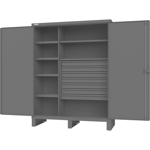 Wardrobe Cabinet with Standard Recessed Doors, Steel, 60" W x 24" D x 78" H, Grey Seaboard Timber Mart