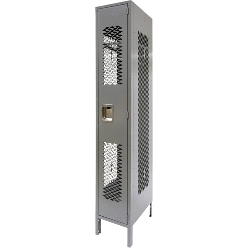 Casiers ventil&eacute;s, 12" x 18" x 78", Acier, Gris, D&eacute;mont&eacute;, Perfor&eacute; Seaboard Timber Mart