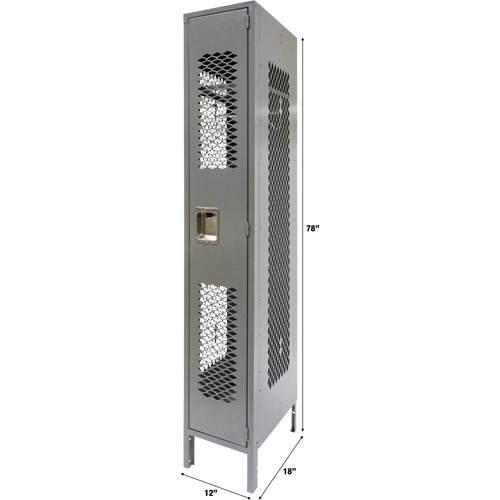 Casiers ventil&eacute;s, 12" x 18" x 78", Acier, Gris, D&eacute;mont&eacute;, Perfor&eacute; Seaboard Timber Mart