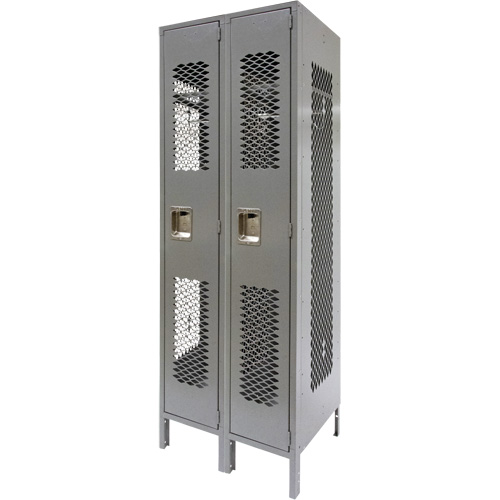 Casiers ventil&eacute;s, Bloc de 2, 24" x 18" x 78", Acier, Gris, D&eacute;mont&eacute;, Perfor&eacute; Seaboard Timber Mart