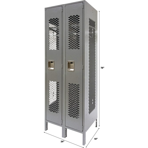 Casiers ventil&eacute;s, Bloc de 2, 24" x 18" x 78", Acier, Gris, D&eacute;mont&eacute;, Perfor&eacute; Seaboard Timber Mart