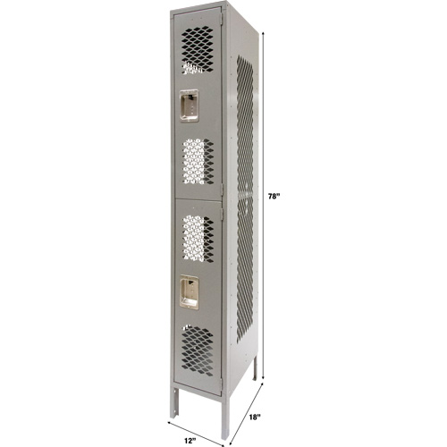 Casiers ventil&eacute;s, 2 niveaux, 12" x 18" x 78", Acier, Gris, D&eacute;mont&eacute;, Perfor&eacute; Seaboard Timber Mart