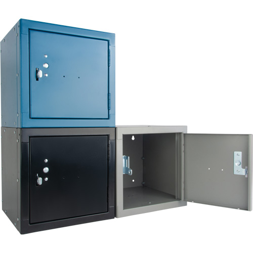 Casier cubique empilable, 12" x 12" x 12", Acier, Bleu, D&eacute;mont&eacute; Seaboard Timber Mart