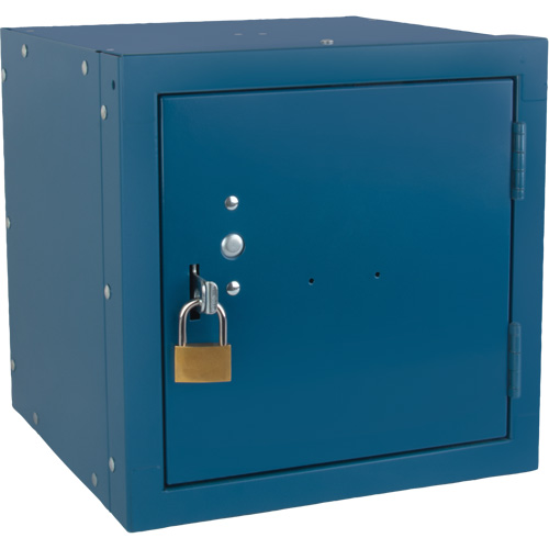 Casier cubique empilable, 12" x 12" x 12", Acier, Bleu, D&eacute;mont&eacute; Seaboard Timber Mart