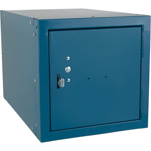 Casier cubique empilable, 12" x 18" x 12", Acier, Bleu, D&eacute;mont&eacute; Seaboard Timber Mart