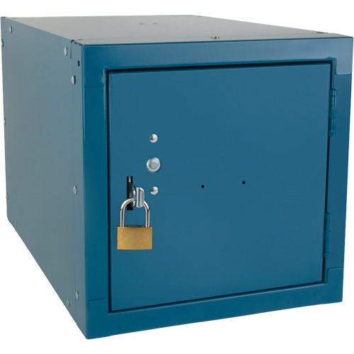 Casier cubique empilable, 12" x 18" x 12", Acier, Bleu, D&eacute;mont&eacute; Seaboard Timber Mart