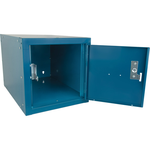 Casier cubique empilable, 12" x 18" x 12", Acier, Bleu, D&eacute;mont&eacute; Seaboard Timber Mart