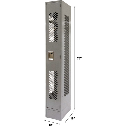 Vented Lockers, 12" x 18" x 78", Steel, Grey, Knocked Down, Perforated Seaboard Timber Mart
