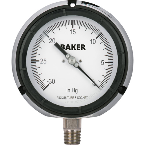 Pressure Gauge, 4-1/2" , 30" 0 Hg Vac., Bottom Mount, Liquid Filled Analogue Seaboard Timber Mart