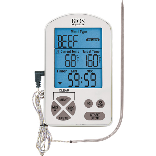 Thermom&egrave;tre &agrave; viande haute de gamme et minuterie, Contact, Num&eacute;rique, -4-122°F ( -20-50°C) Seaboard Timber Mart