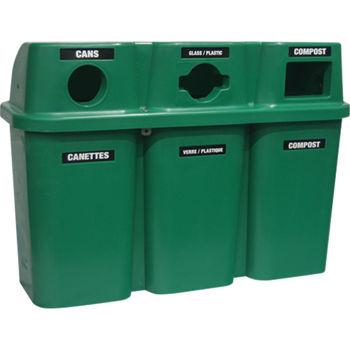 Recycling Containers Bullseye, Curbside, Plastic, 3 x 22 US Gal. Seaboard Timber Mart