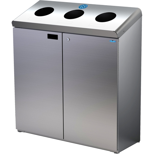 Floor Standing Recycling Station, Bulk, Stainless Steel, 42 gal. Seaboard Timber Mart