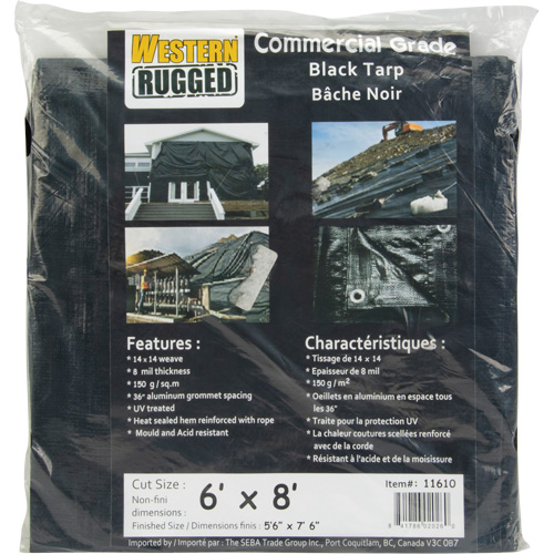 Tarp, Light Industrial Duty, Black, 6' x 8' x 8 mils Seaboard Timber Mart