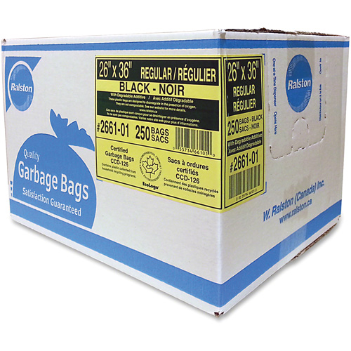 Industrial Garbage Bags, Regular, 36" W x 26" L, 0.65 mils, Black Seaboard Timber Mart
