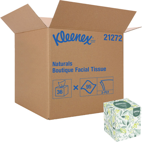 Kleenex&reg; Naturals Boutique* Facial Tissue, 2 Ply, 7.8" L x 8.3" W, 95 Sheets/Box Seaboard Timber Mart