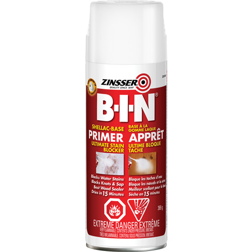 Appr&ecirc;t-scellant &agrave; base de gomme-laque B-I-N, 369 g, Canette a&eacute;rosol, Blanc Seaboard Timber Mart