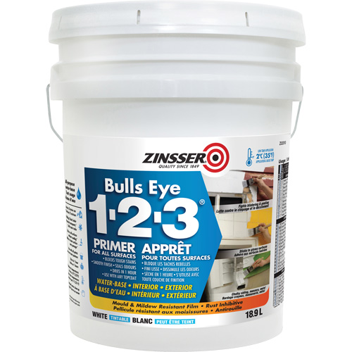 Appr&ecirc;t &agrave; base d'eau Bulls Eye 1-2-3, 18,9 L, Seau, Blanc Seaboard Timber Mart