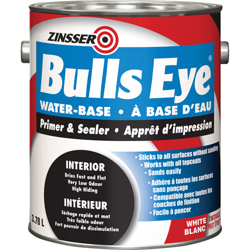 Appr&ecirc;t &agrave; base d'eau Bulls Eye, 3,78 L, Gallon, Blanc Seaboard Timber Mart