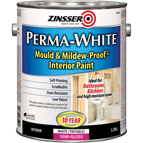 Perma-White&reg; Mold & Mildew-Proof Interior Paint, 3.78 L, Gallon, White Seaboard Timber Mart