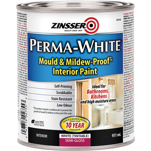 Perma-White&reg; Mold & Mildew-Proof Interior Paint, 931 ml, Can, White Seaboard Timber Mart