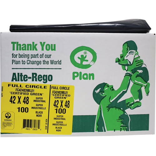 Sacs &agrave; d&eacute;chets industriels super Full Circle, Biod&eacute;gradable, T-Fort, 48" lo x 42" la, &eacute;paisseur de 1,5 mil Seaboard Timber Mart