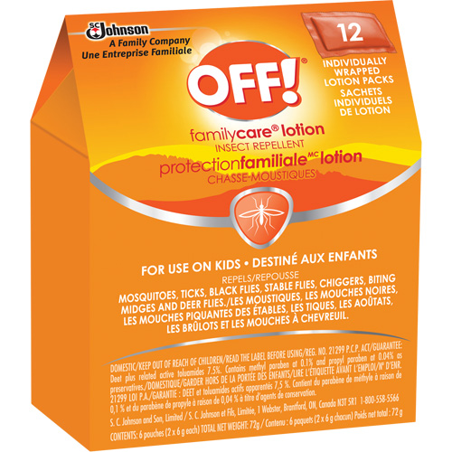 OFF! FamilyCare&reg; Insect Repellent, 7.5% DEET, Lotion, 6 g Seaboard Timber Mart
