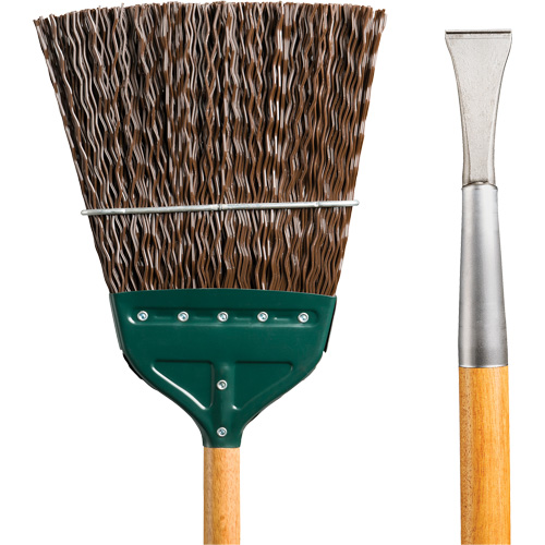 Track & Switch Broom with Heavy-Duty Forged Chisel, Wood Handle, Polypropylene Bristles, 55" L Seaboard Timber Mart
