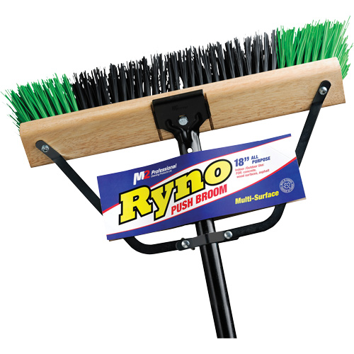 Ryno Push Broom with Braced Handle, 18", Stiff, PVC Bristles Seaboard Timber Mart