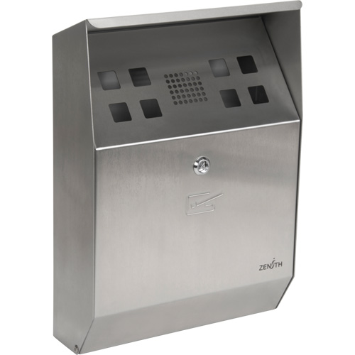 Smoking Receptacle, Wall-Mount, Stainless Steel, 1.6 Litres Capacity, 13-4/5" Height Seaboard Timber Mart