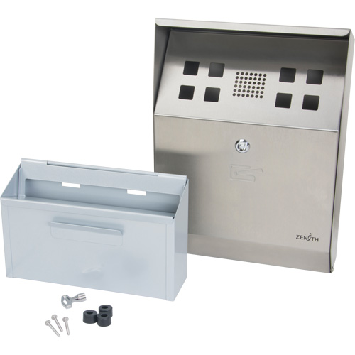 Smoking Receptacle, Wall-Mount, Stainless Steel, 1.6 Litres Capacity, 13-4/5" Height Seaboard Timber Mart