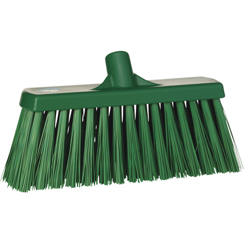 Heavy-Duty Push Broom, Stiff Bristles, 13", Polyester, Green Seaboard Timber Mart