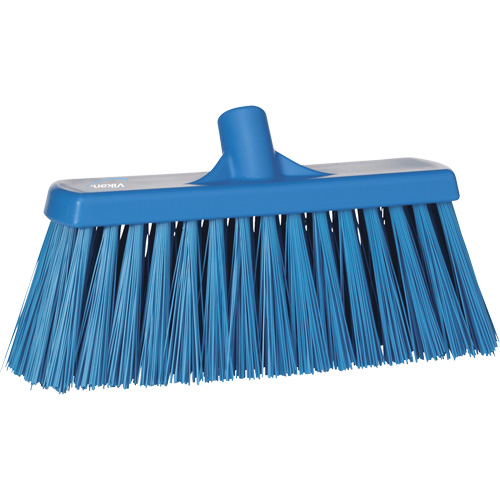 Heavy-Duty Push Broom, Stiff Bristles, 13", Polyester, Blue Seaboard Timber Mart