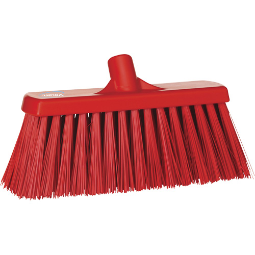 Heavy-Duty Push Broom, Stiff Bristles, 13", Polyester, Red Seaboard Timber Mart