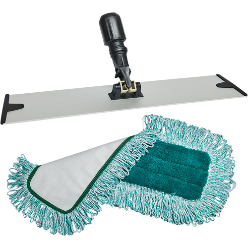 Dust Mop Pad & Frame, Hook and Loop Style, Polyester, 18" L x 5-3/4" W Seaboard Timber Mart