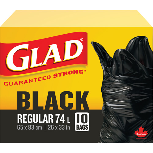 74L Garbage Bags, Regular, 26" W x 33" L, Black Seaboard Timber Mart