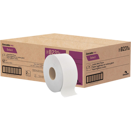 Papier toilette Pro Select, Rouleau G&eacute;ant, 2 Pli, Longueur 750', Blanc Seaboard Timber Mart