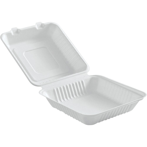 Compostable Hinged Food Containers, Bagasse, Square Seaboard Timber Mart