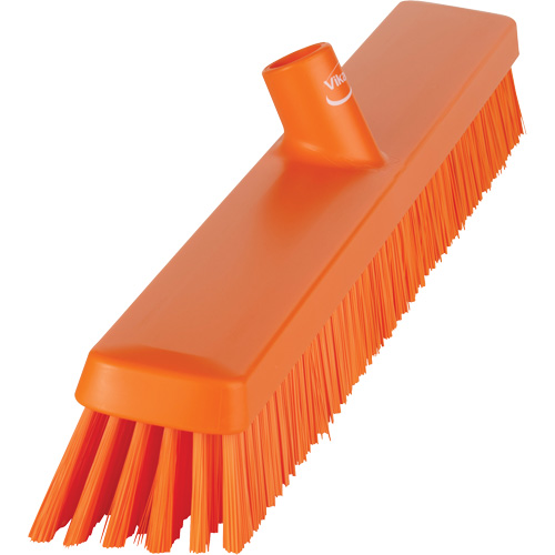 Heavy-Duty Push Broom, Fine/Stiff Bristles, 24", Orange Seaboard Timber Mart