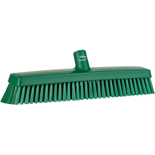 Push Broom Head, Fine/Stiff Bristles, 16-1/2", Polyester/Polypropylene, Green Seaboard Timber Mart
