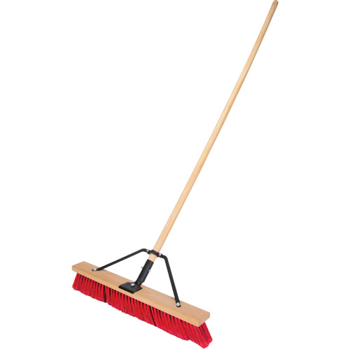 Push Broom with Braced Handle, 24", Medium, PVC Bristles Seaboard Timber Mart
