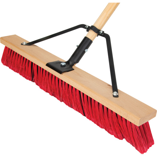Push Broom with Braced Handle, 24", Medium, PVC Bristles Seaboard Timber Mart
